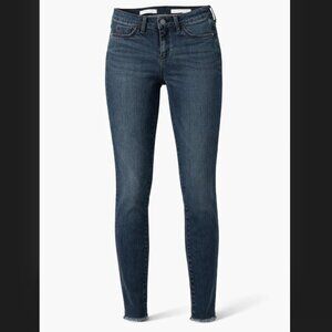 Pilcro Anthropologie Script Skinny Jeans Medium Wash Mid Rise Frayed Raw Hem 28